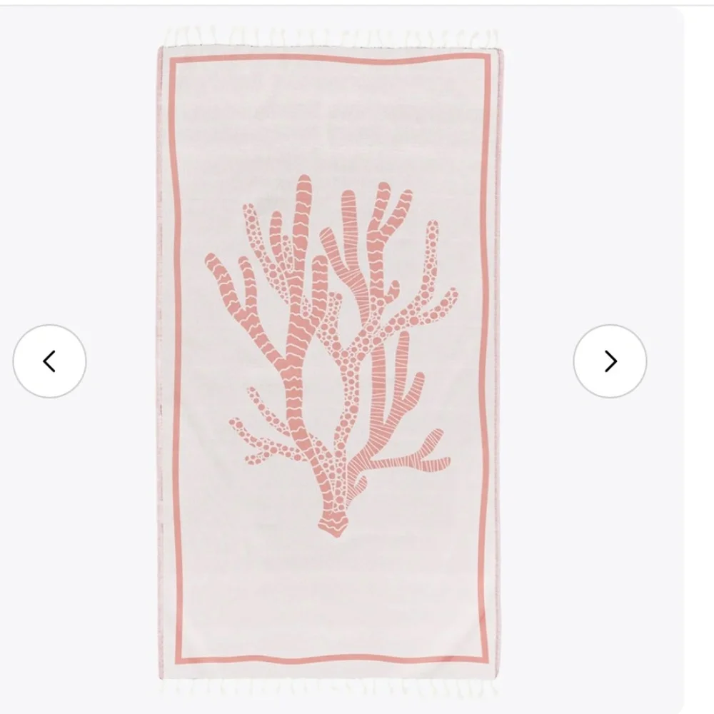 FESHKA Double-Sided Coral Turkish Beach Towel: Pink - New